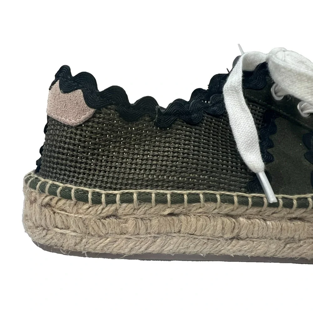 Bernardo for Anthropologie Vale Espadrille Sneaker Green Mix Media Low Top 8.5